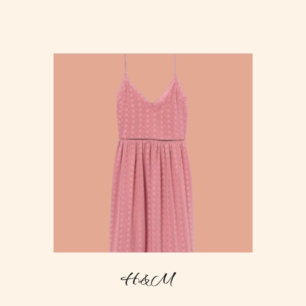 H&M Eyelet Embroidery Dark Dusty Pink Women’s Dress